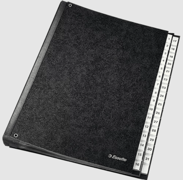 Mapa documente A4 cu index 1-31 plastic negru Esselte Mapa documente A4 cu index 1-31 plastic negru Esselte