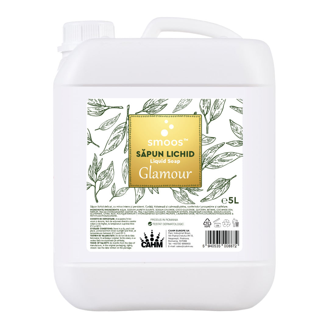 Sapun lichid pentru maini hidratant parfum White tea Smoos Glamour 5L Sapun lichid 5 L Smoos Glamour
