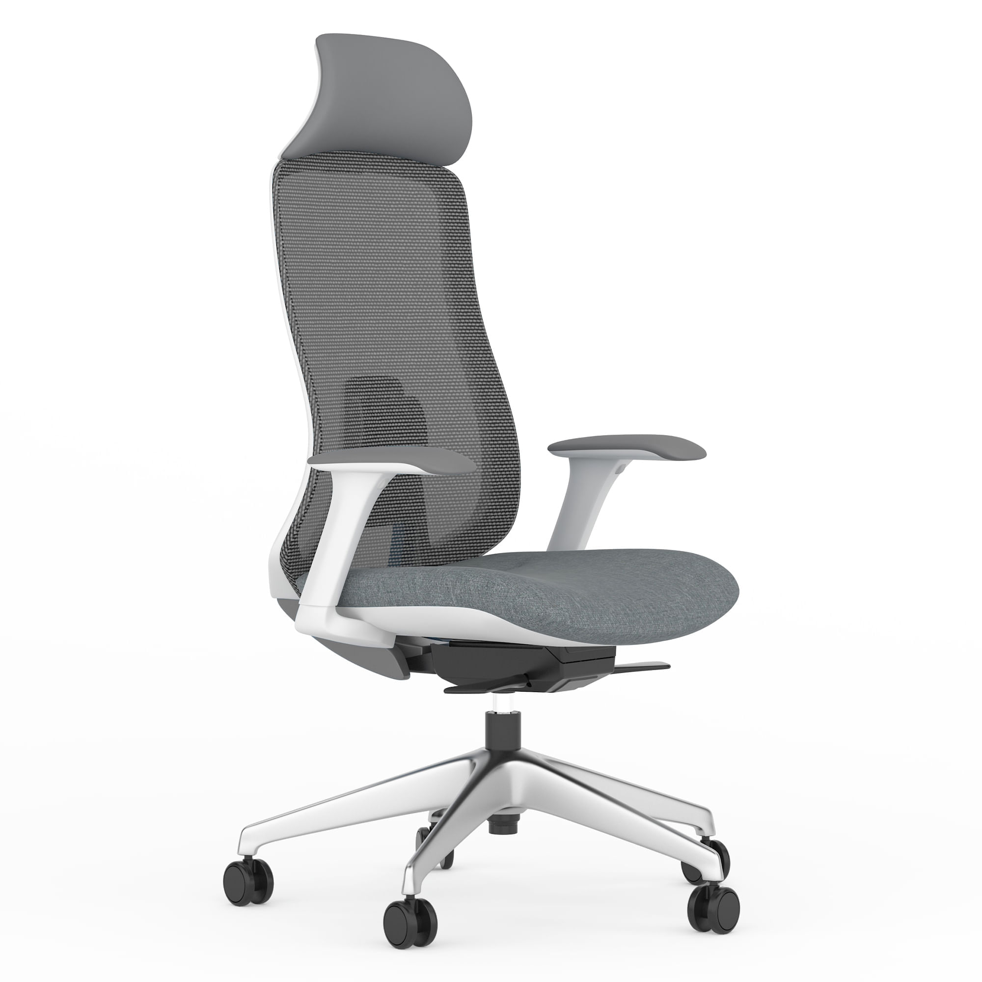 Scaun operational ergonomic mesh si piele ecologica Lido HW Scaun birou Lido HW mesh light grey
