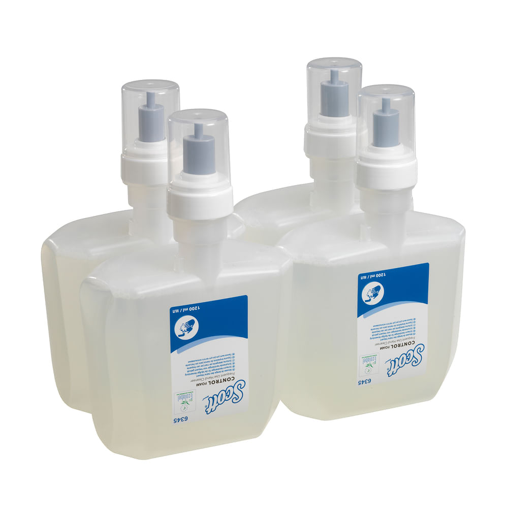Set 4 rezerve sapun spuma fara parfum Scott Control Clear 1.2L/buc Set 4 buc Rezerve sapun spuma 1.2L Scott Control Clear