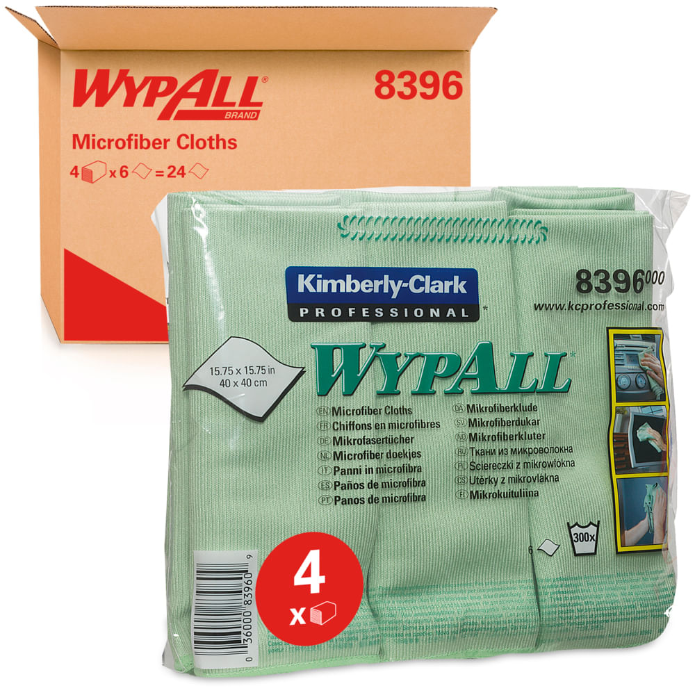 Laveta microfibra wypall, verde, 40x40cm, 6buc, 4 seturi