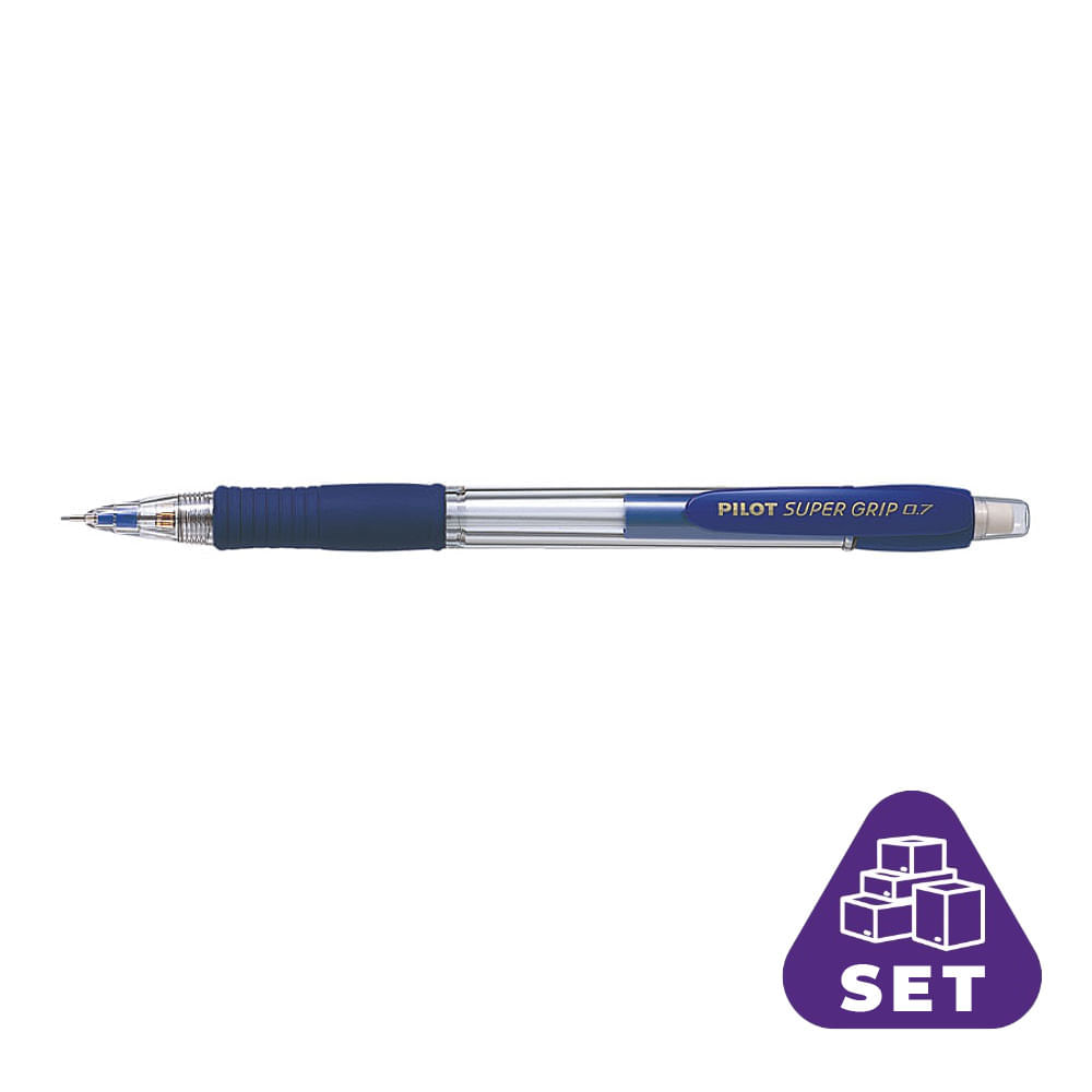 Set 12 Creioane mecanice 0.7 mm varf mediu Pilot Super Grip albastru