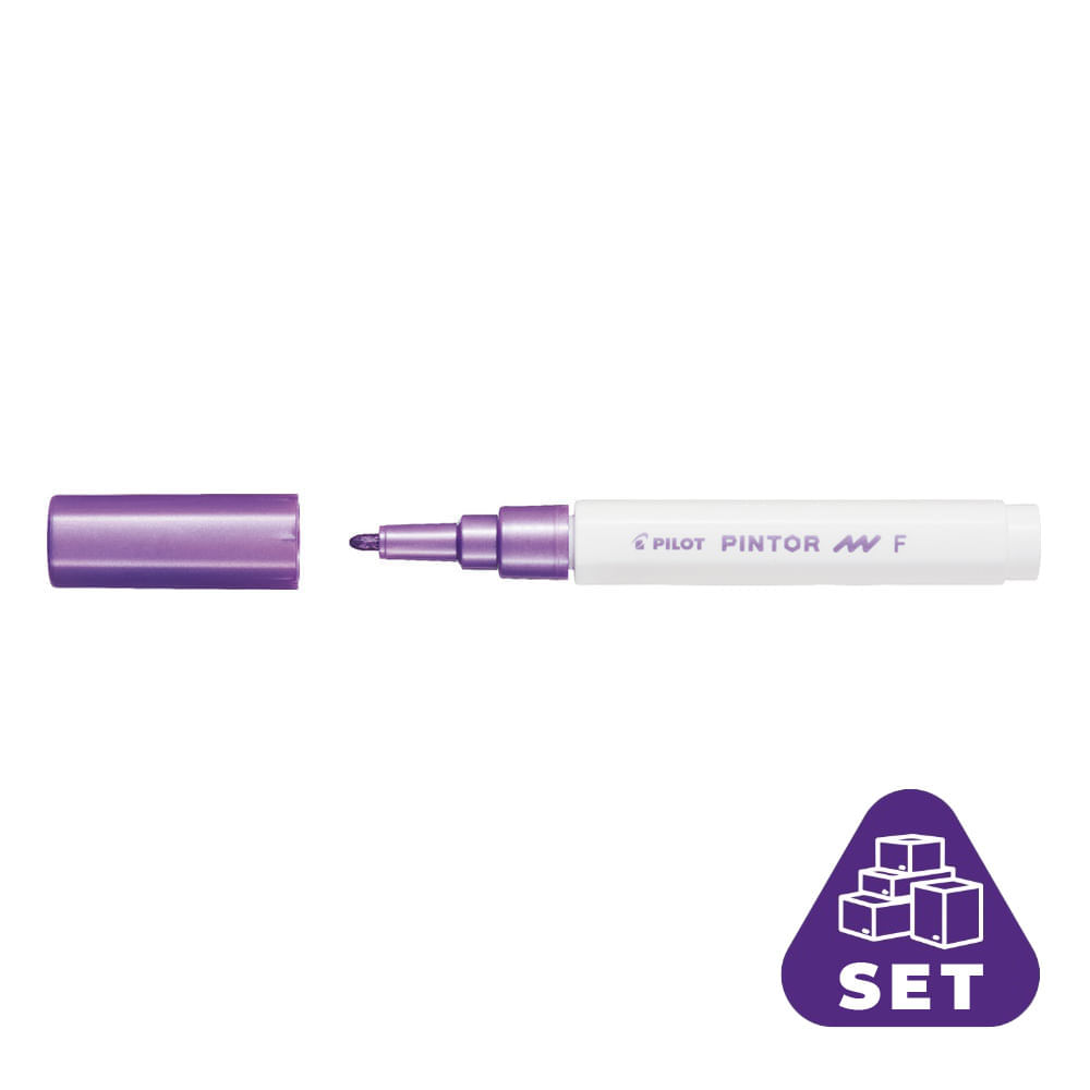 Set 6 markere cu vopsea Pintor Metalic Pilot F 2.90 mm varf rotund violet metalic