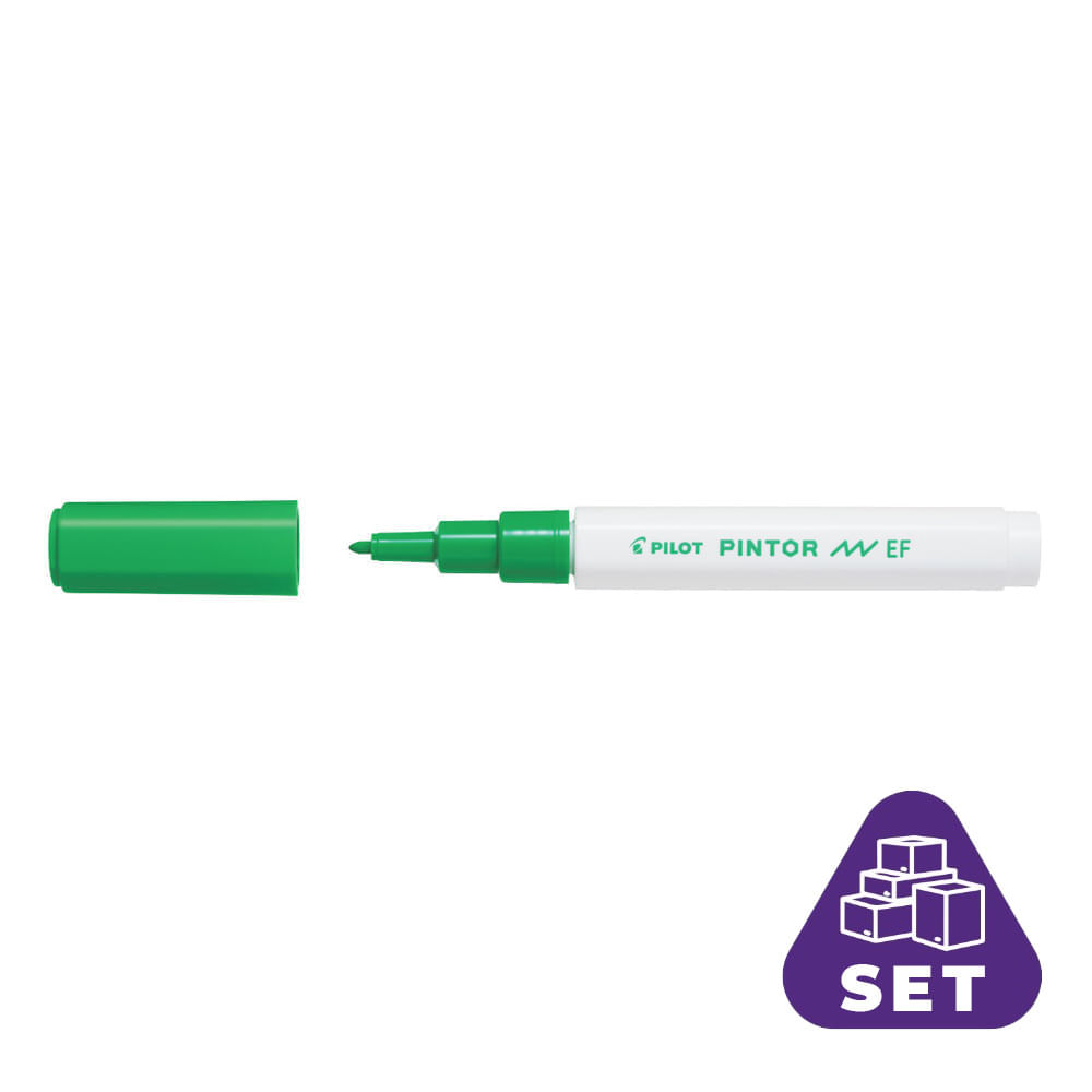 Set 6 markere cu vopsea Pilot Pintor EF 0.7 mm varf rotund Marker Cu Vopsea Pintor Verde Deschis Ef 6/Bax