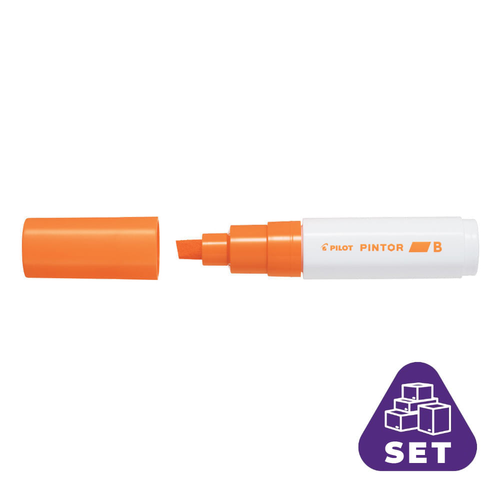 Set 6 markere cu vopsea Pintor B Metalic Pilot 8.0 mm varf tesit Marker Cu Vopsea Pintor Portocaliu Gros Pilo 6/Bax