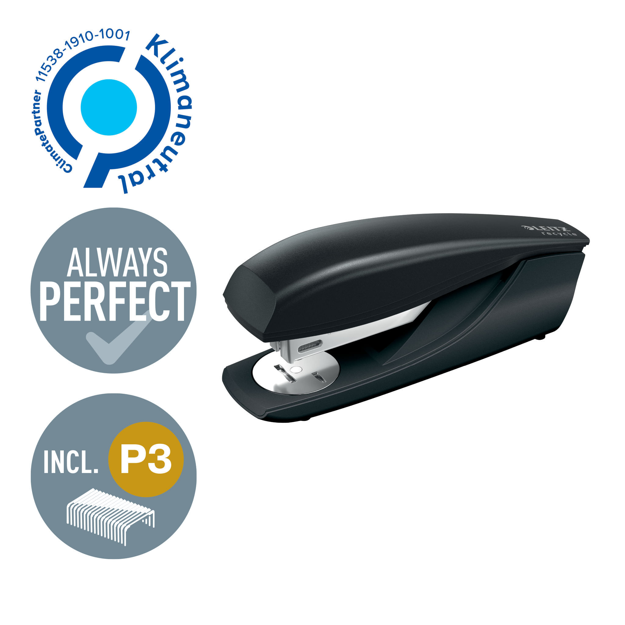 Capsator negru plastic 24-26/6 mm 30 coli Leitz Capsator negru plastic 24-26/6 mm 30 coli Leitz