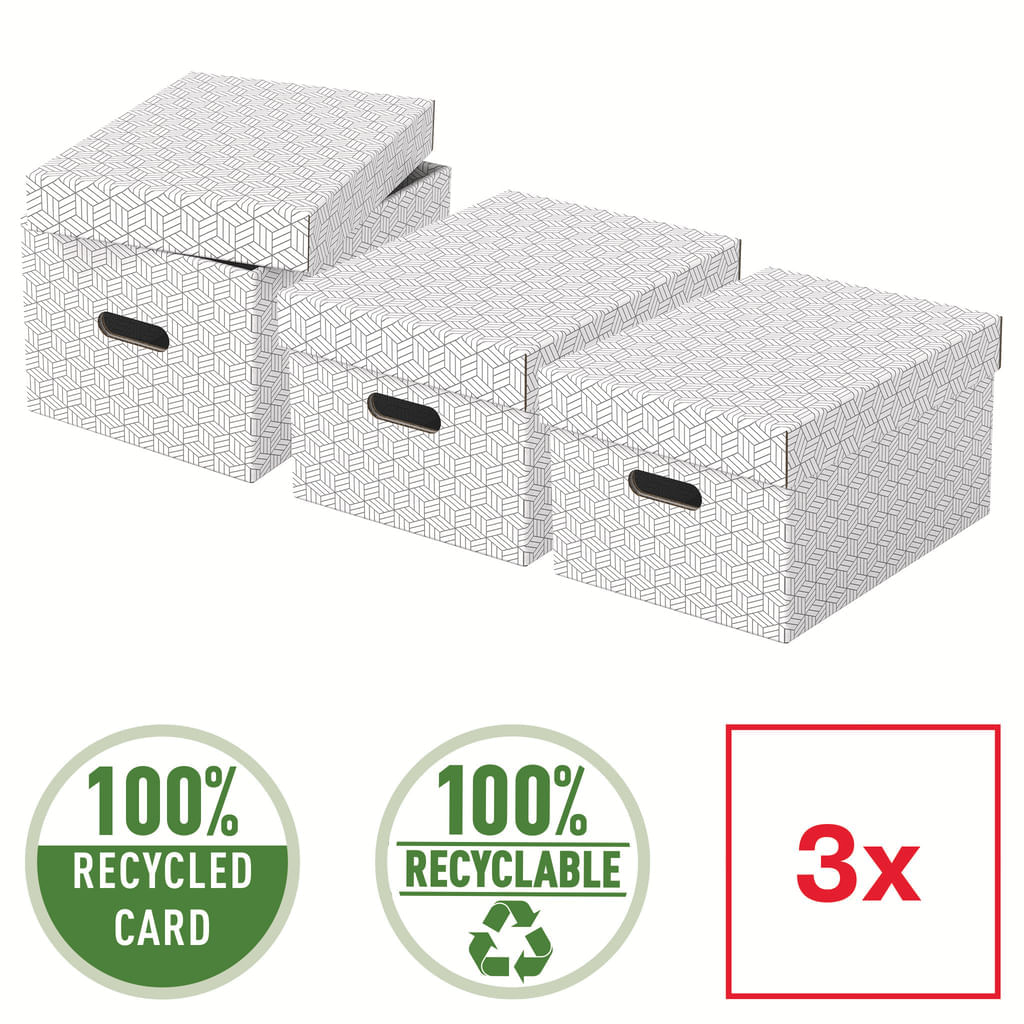 Set 3 buc Cutii arhivare carton 360 x 260 x 200 mm alb Esselte Home Recycled Set 3 buc Cutii arhivare carton 360 x 260 x 200 mm alb Esselte Home Recycled