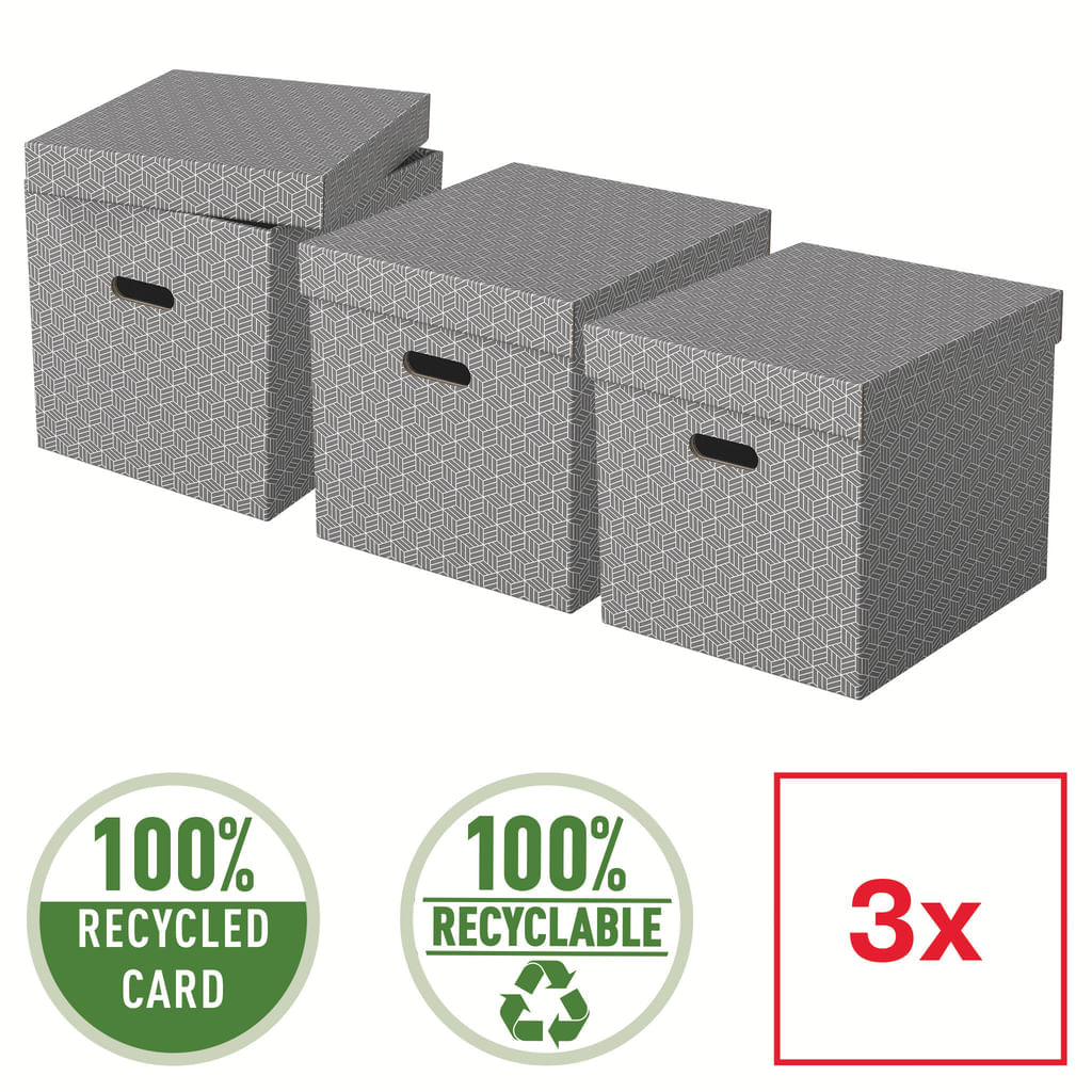 Set 3 buc Cutii arhivare carton 360 x 320 x 310 mm gri Esselte Home Recycled Set 3 buc Cutii arhivare carton 360 x 320 x 310 mm gri Esselte Home Recycled
