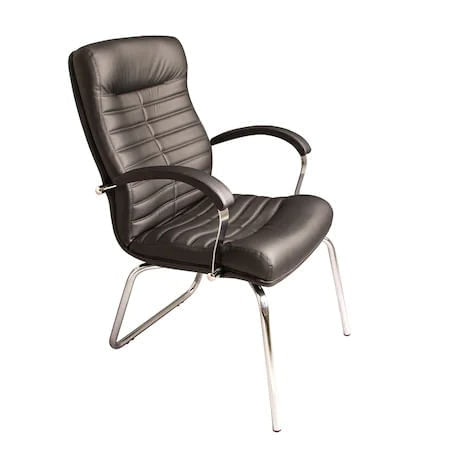 scaun pe roti Scaun vizitator pe sanie piele eco negru Arion Scaun vizitator piele eco Arion negru