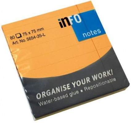 Notite adezive Infonotes 75x75mm 80file portocaliu briliant