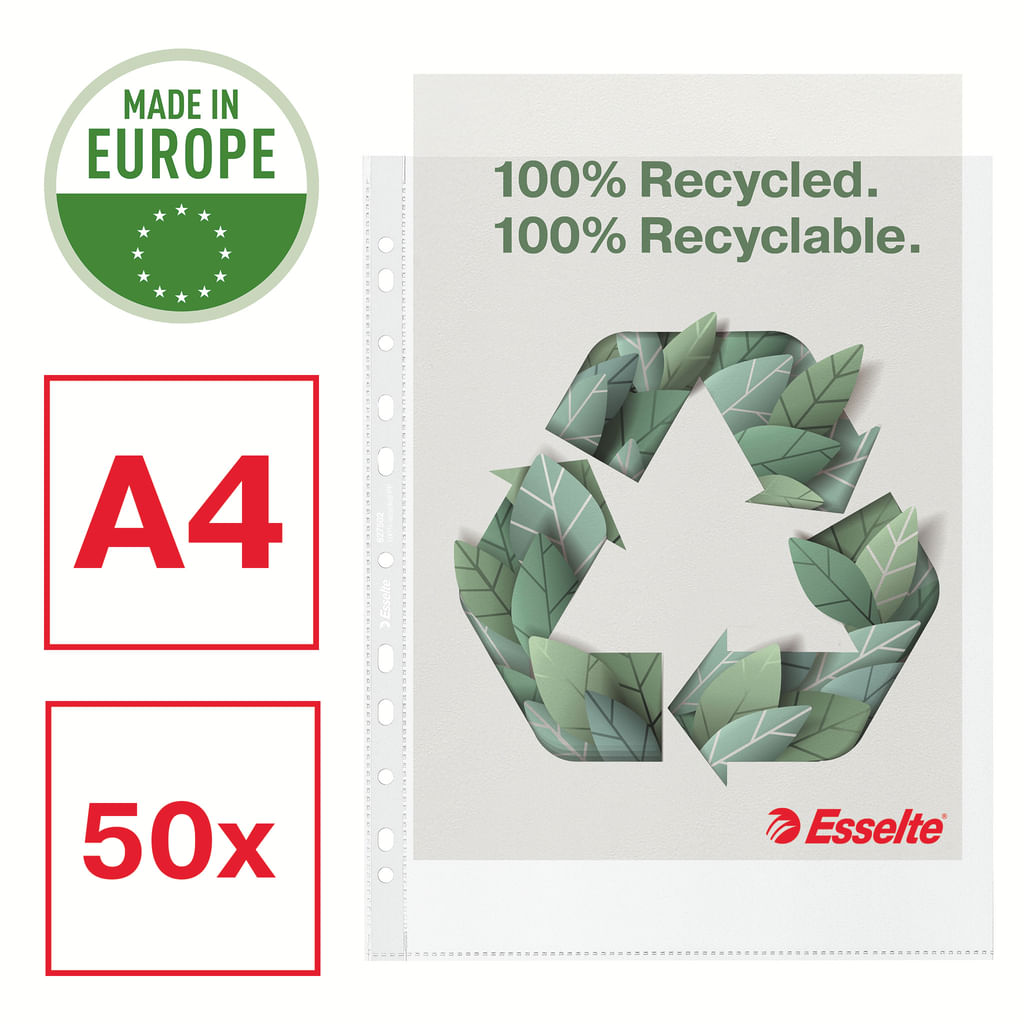 Folie de protectie Esselte Recycled PP reciclat A4 MAXI 70 mic 50 buc/cutie standard