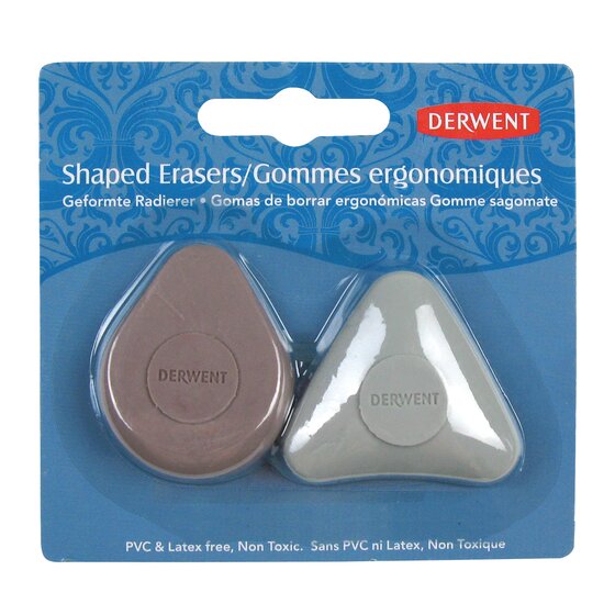 Set 2 radiere Derwent Professional diverse forme ergonomice pentru eficienta ridicata si confortabila blister