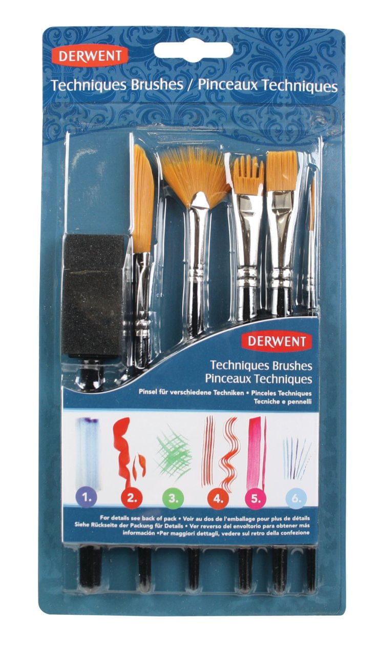 Set 6 pensule Derwent Professional pentru pictat diverse modele pentru diferite tehnici blister negru