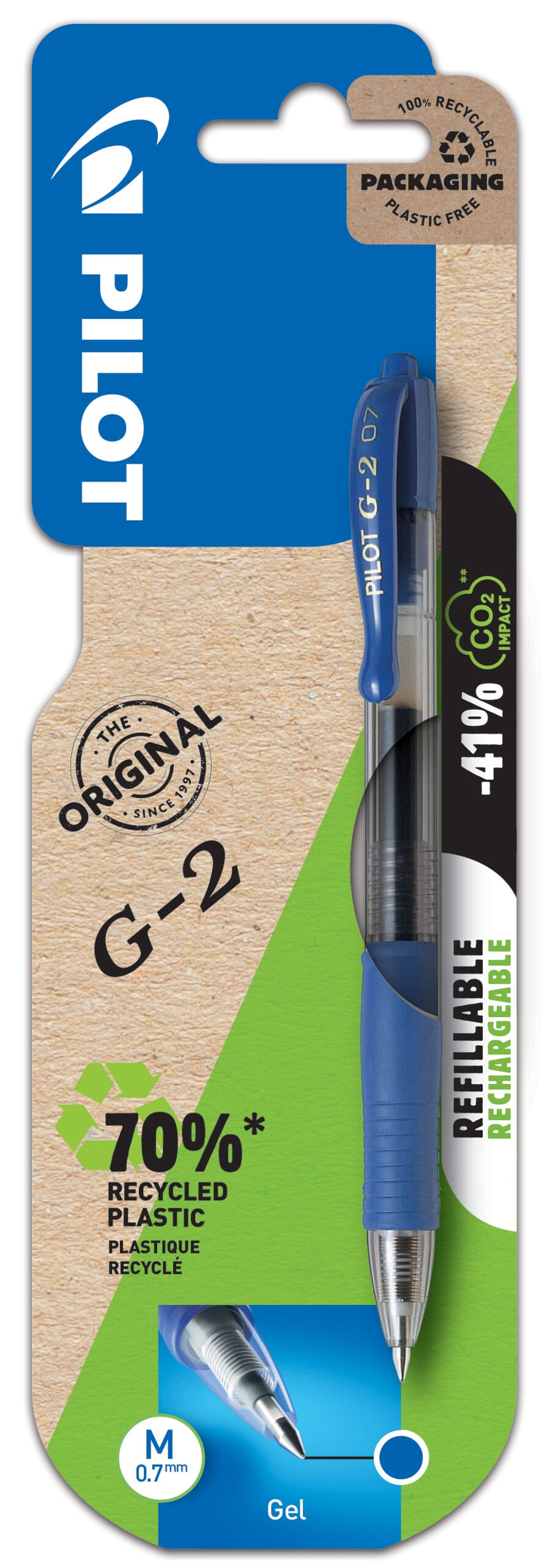 Roller cu gel g2 0.7 albastru pf blister pilot