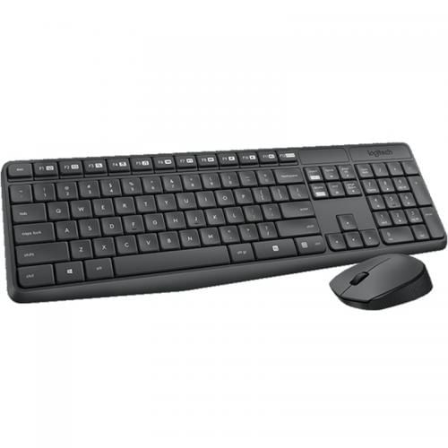 Kit Wireless Logitech MK235 - Tastatura USB Black + Mouse Optic USB Black-Grey