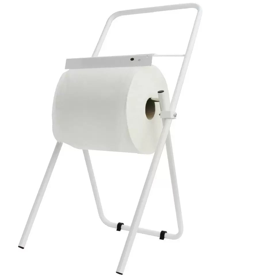 Suport metal alb pentru rola industriala cu suport de sac