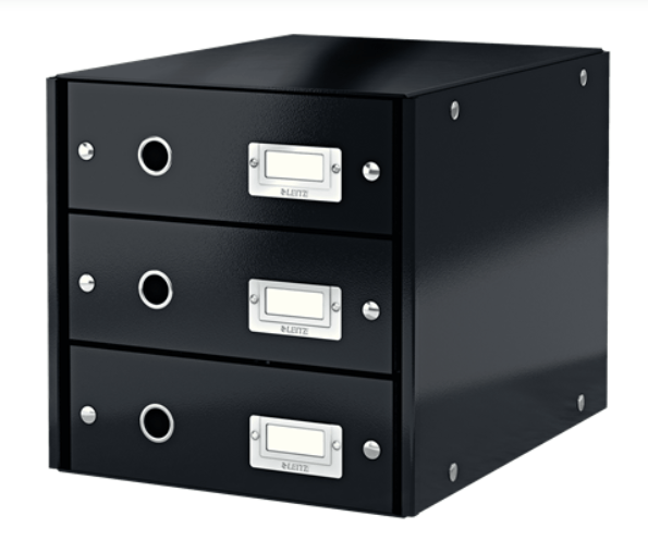 Suport documente cu 3 sertare negru carton laminat Leitz Suport documente cu 3 sertare negru carton laminat Leitz