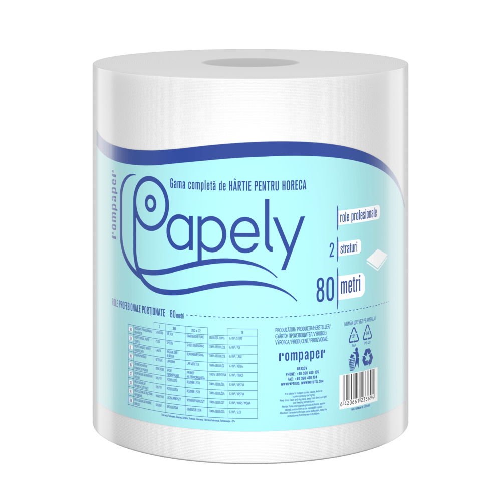 Rola prosop Papely 2 straturi 80m alb