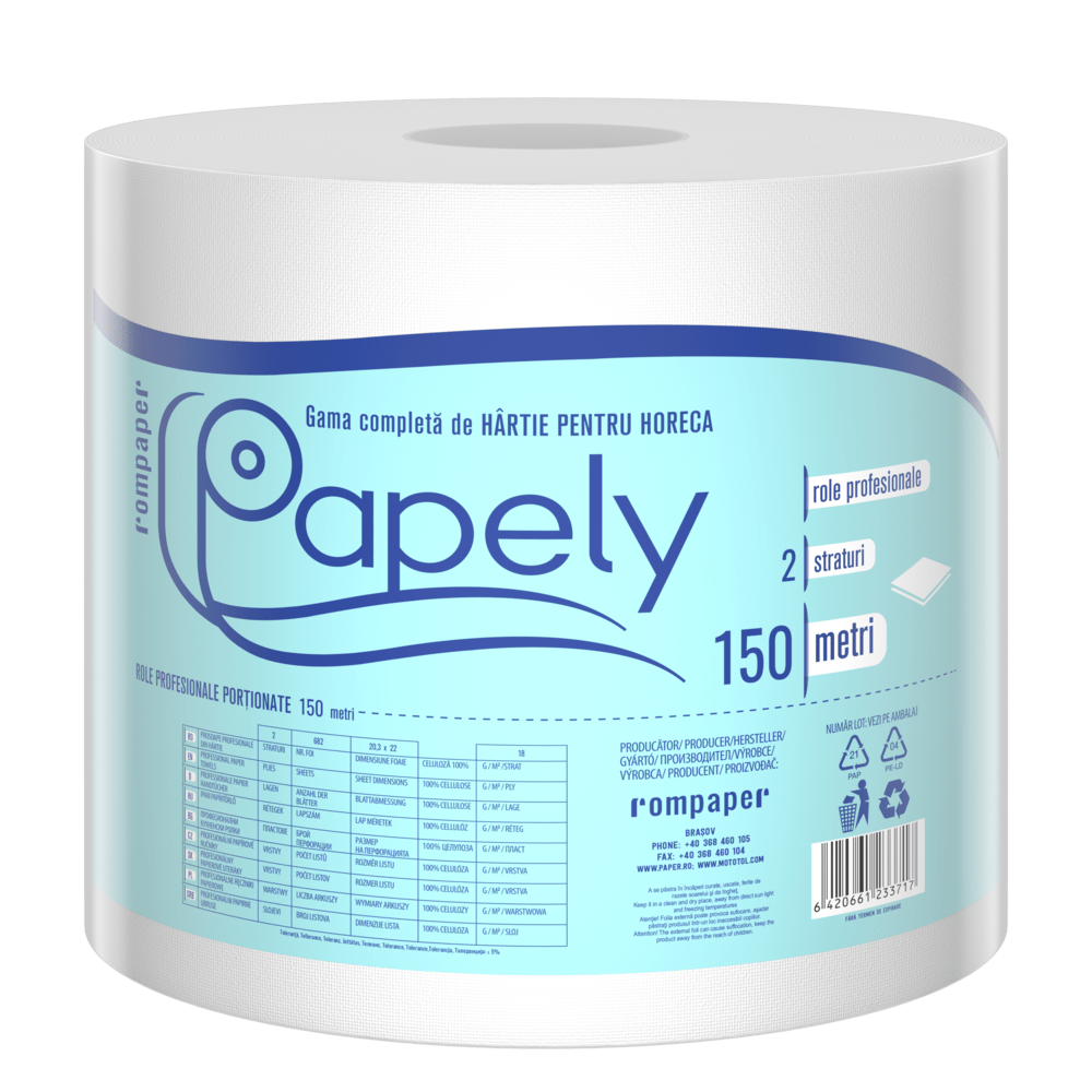 Rola prosop Papely 2 straturi 150m alb