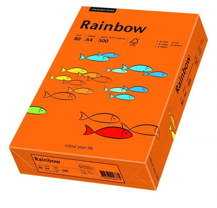 Hartie A4 Rainbow 80 g/mp 500 coli/top portocaliu intens pret per top dacris.net imagine 2022 depozituldepapetarie.ro