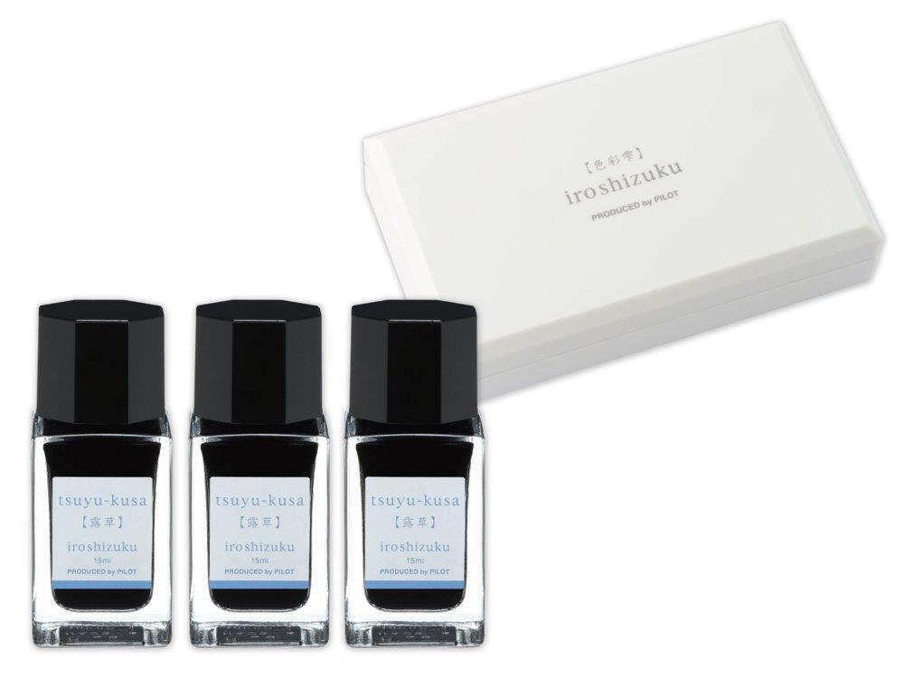 Cerneala Iroshizuku, Albastra Tsuki-Kusa, 15 ml, 3 bucati/set