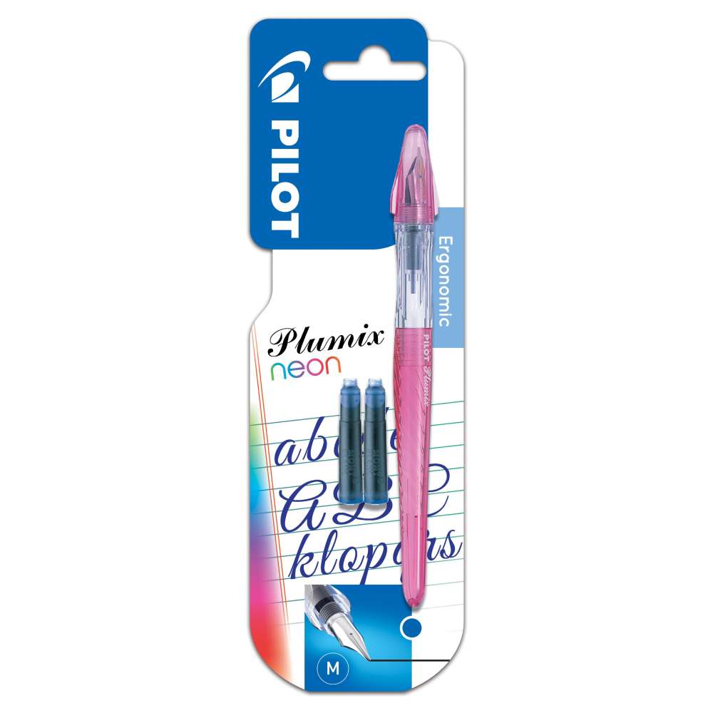 Stilou Plumix Pilot, asortat, varf mediu cu 2 cartuse