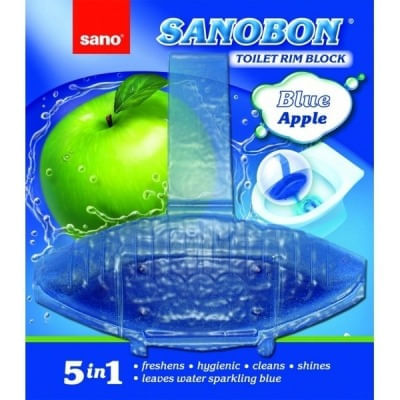 Odorizant WC solid Sano Bon Blue 5in1 parfum mar 55gr Odorizant WC Sano Bon blue 5 in 1 apple 55gr