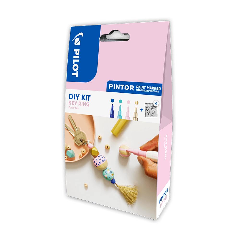 Set markere cu vopsea Pilot Pintor DIY Key ring negru/portocaliu/albastru Set Pintor DIY key ring