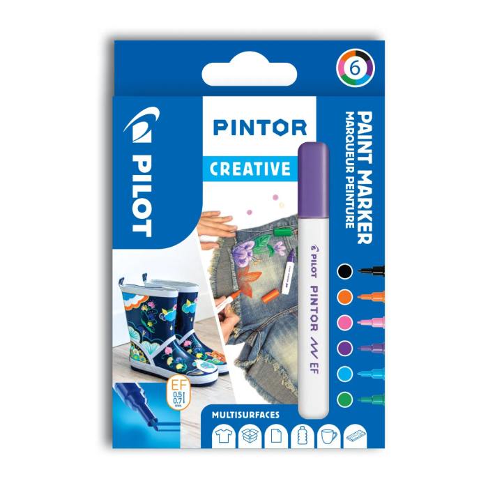 Set markere cu vopsea Pilot Pintor Creativ EF culori diferite 0.7mm Set Pintor creativ mix 6 culori EF Pilot
