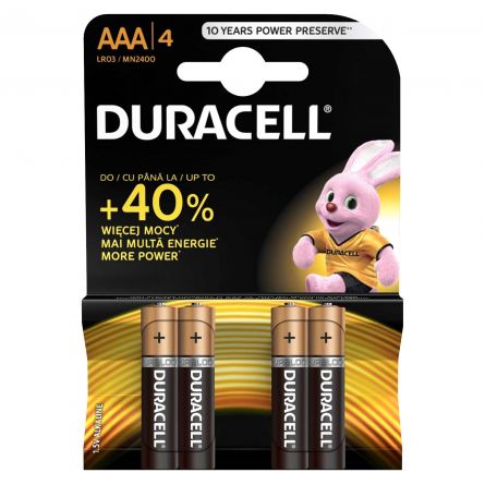 Set 4 baterii alcaline AAA R3 1.5V Duracell dacris.net imagine 2022 depozituldepapetarie.ro