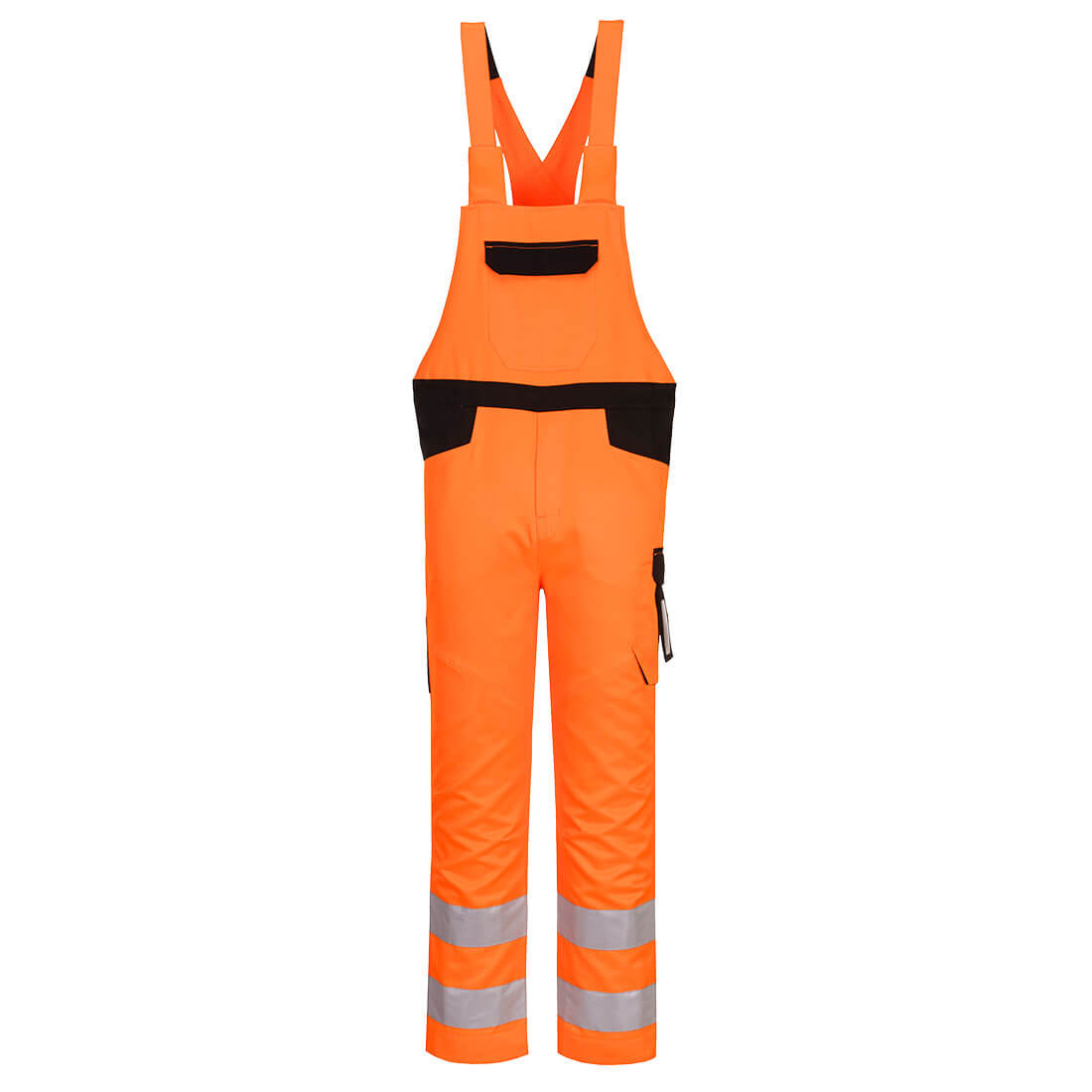 Pantaloni de protectie cu pieptar reflectorizanti portocaliu Portwest Hi-Vis Marime M