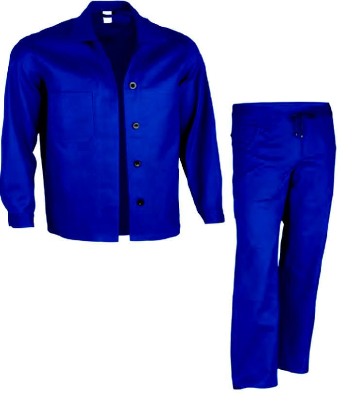 Costum protectie jacheta si pantaloni din bumbac albastru Marime L Costum protectie jacheta si pantaloni din bumbac albastru Marime L