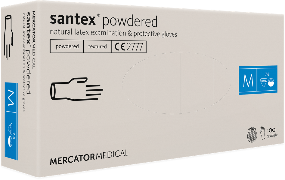 Manusi unica folosinta medicale latex pudrat 100/buc Mercador Medical Marime M