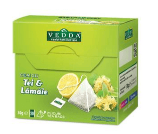 Ceai Vedda tei cu lamaie 20 piramide x2 g