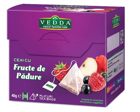 Ceai Vedda fructe de padure 20 piramide x 2g