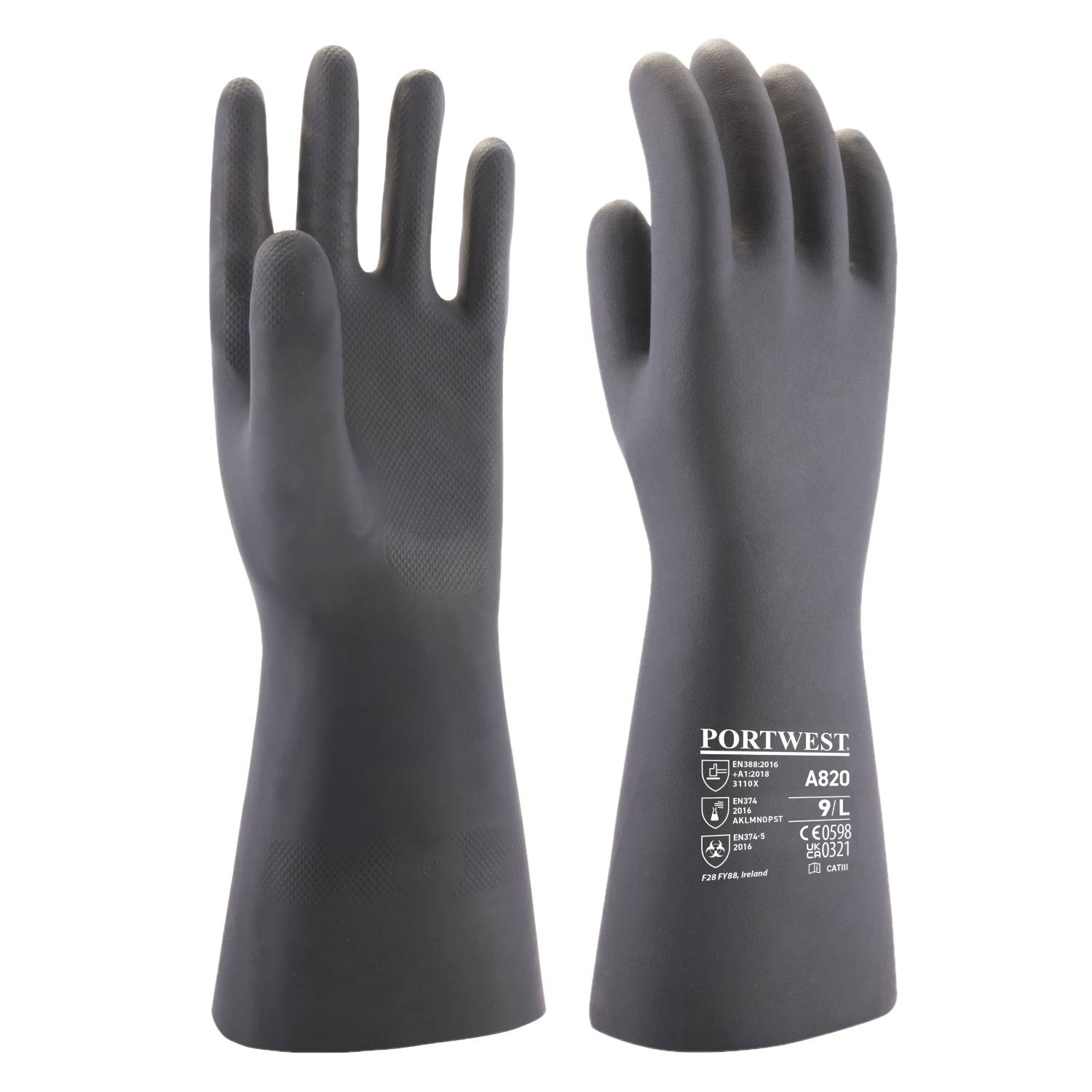 Manusi protectie chimica antiacide neopren 38cm Portwest Marime 10