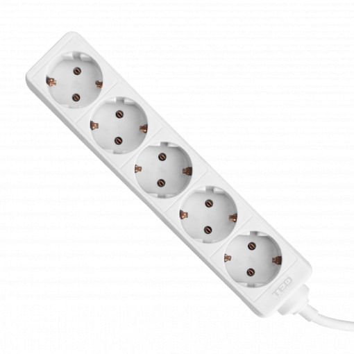 Prelungitor 5metri 5prize alb(1/20) Prelungitor 5metri 5prize + intrerupator alb(1/20)