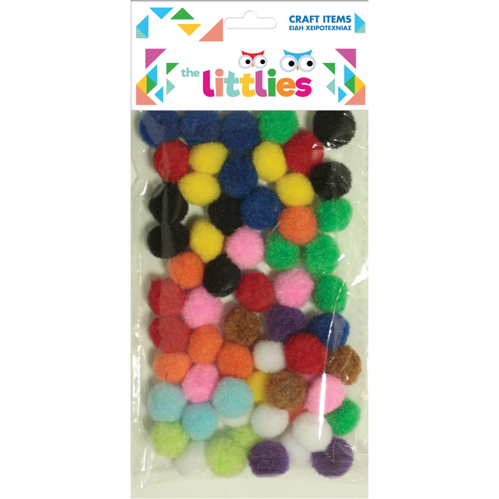 Set 60 bucati Pom Pom 15 mm multicolor The Littlies