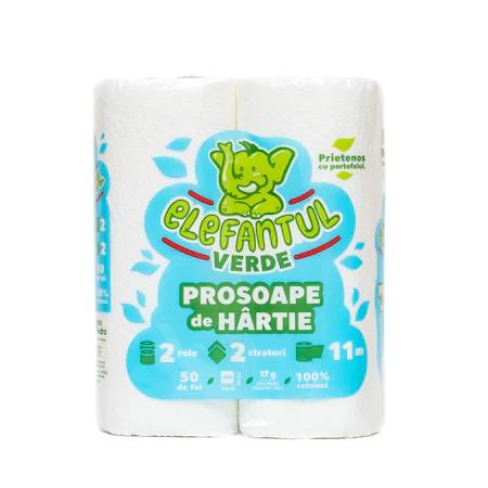 Prosop hartie 2 straturi 11 m 2 role/set Elefantul Verde