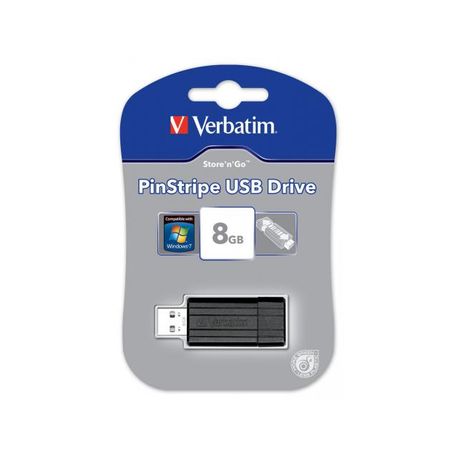Stick Memorie Verbatim Store 'n' Go PinStripe 8GB, USB 2.0, black