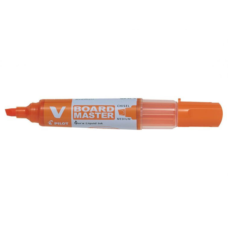 Set 10 markere pentru tabla Vboard Master Pilot 2.2 mm varf tesit portocaliu
