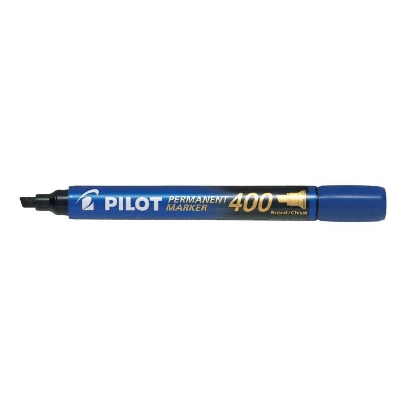Set 12 markere permanente P400 Pilot 4 mm varf tesit Marker permanent P400 varf tesit albastru 12 buc/bax