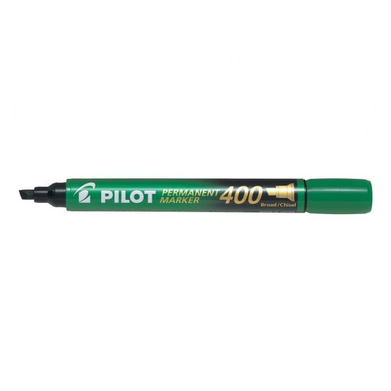 Set 12 markere permanente P400 Pilot 4 mm varf tesit Marker Permanent P400 Varf Tesit Verde Pilot 12/Bax