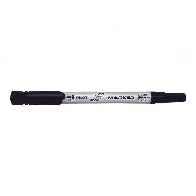 Marker permanent pentru CD/DVD Pilot Twin negru si rosu 0.7mm negru