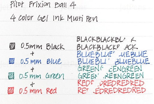 Roller cu cerneala Pilot Frixion Ball 0.5 mm 4 culori cu click Corp negru