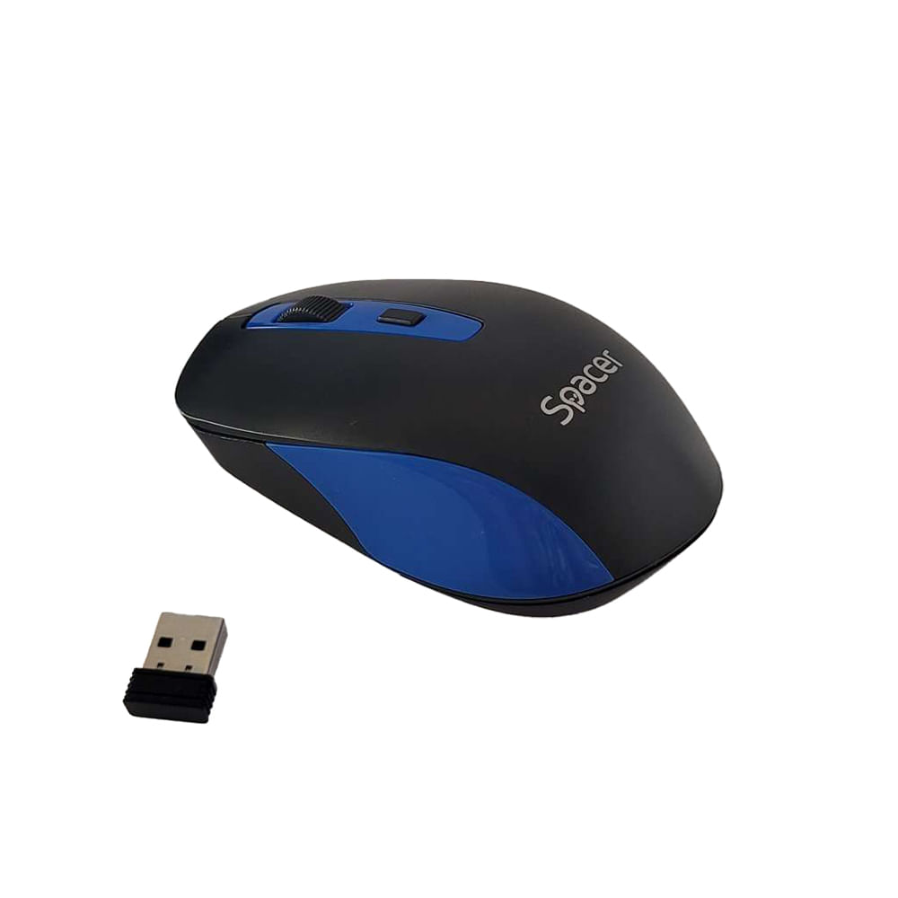 Mouse optic wireless Spacer negru cu albastru dacris.net imagine 2022 depozituldepapetarie.ro