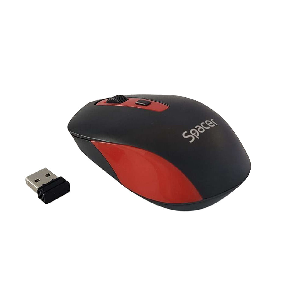 Mouse wireless Spacer scroll 4/1 negru cu rosu image3