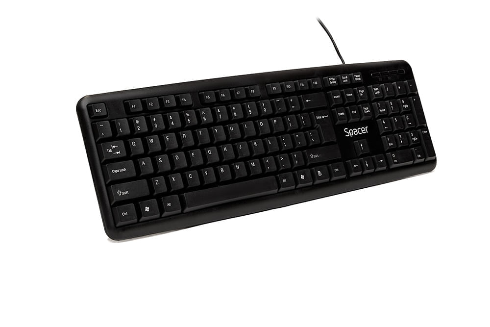 Tastatura cu usb Spacer 104 taste anti-spill neagra