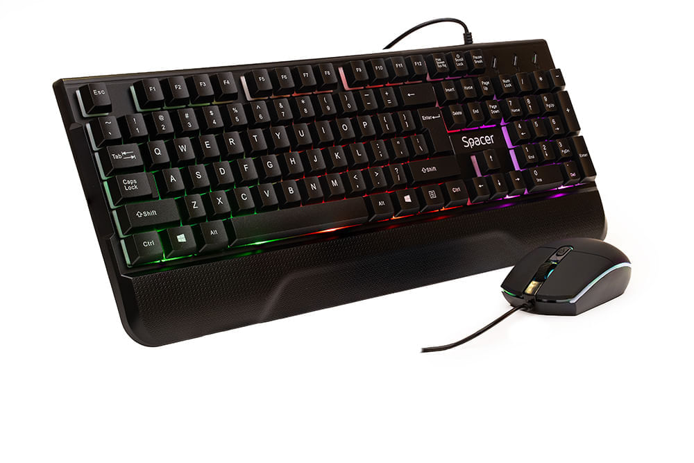 Kit gaming Spacer Invictus usb rainbow + mouse black - 0 | YEO