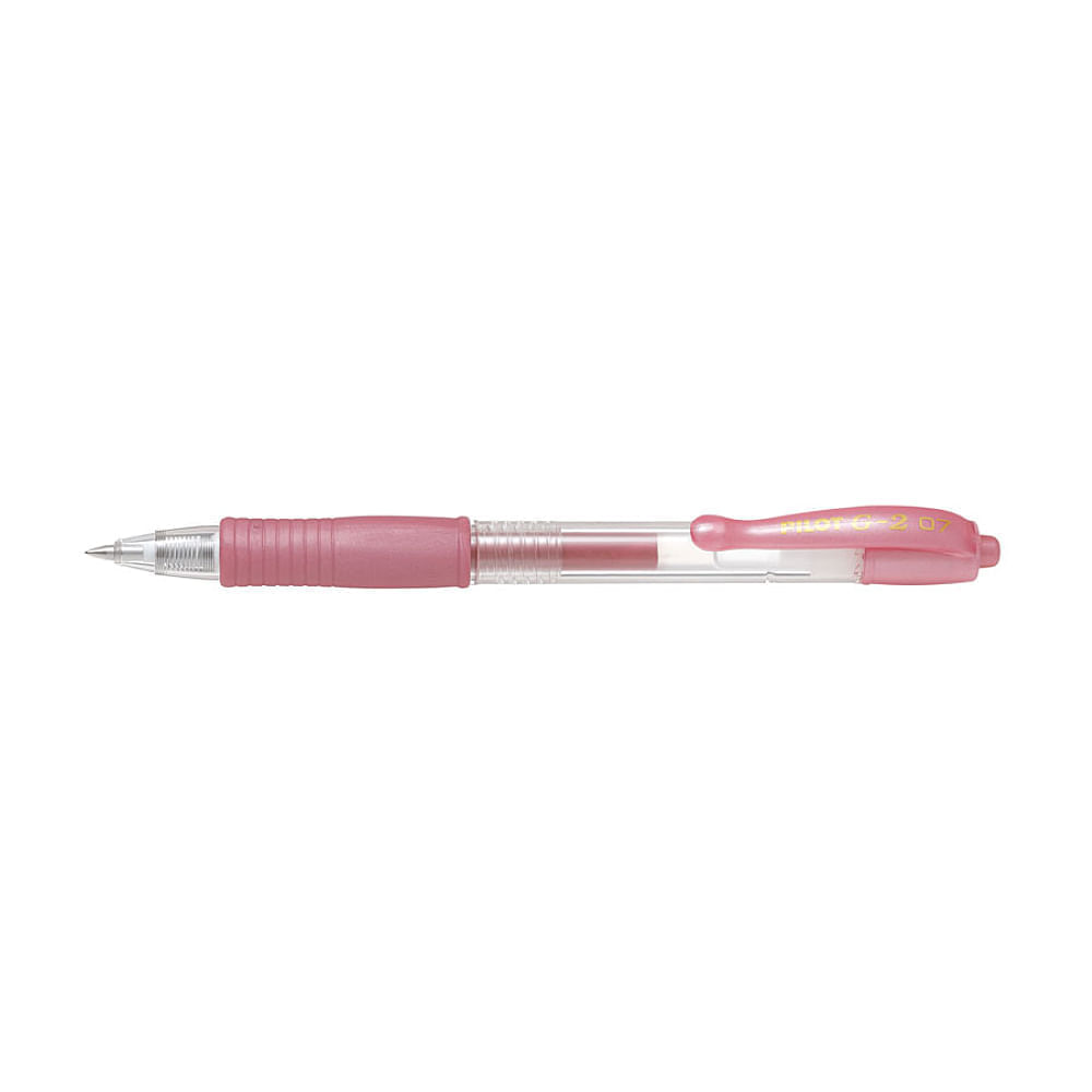 Set 12 rollere cu gel Pilot G-2 culori metalice 0.7 mm cu click roz